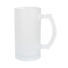 a clear glass mug is shown on a white background