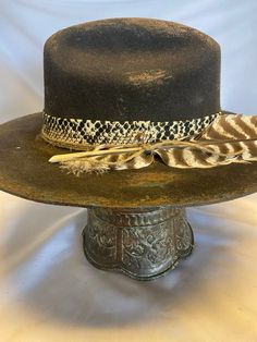 Hard Road Black4 1/4 Crown, 3' BrimCustom Color, Distressing, Accessories and BandAlthough each hat is unique a similar hat can be made in various sizes. RevRanHat Size ChartSmall - 6 7/8 Medium - 7 1/8Large - 7 3/8XL - 7 5/8All Sales Final Black Brimmed Western Hats, Black Western Brimmed Hat, Black Western Style Brimmed Hats, Black Short Brim Hat For Rodeo, Black Short Brim Hats For Country Events, Black Top Hat With Flat Brim, Black Hat Bands For Kentucky Derby With Curved Brim, Rodeo Top Hat With Short Brim, Black Top Hat With Flat Brim For Country Events