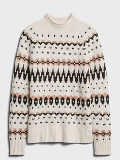 Fair Isle Mock-Neck Sweater | Banana Republic Casual Turtleneck Top With Fair Isle Pattern, Winter Layering Jacquard Knit Tops, Print Trends, Mock Neck Sweater, Winter Sale, Hip Length, Fair Isle, Mock Neck, Banana Republic