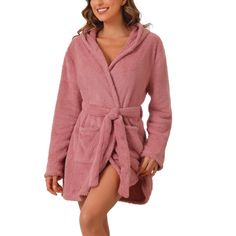 These lightweight mini robes are made of 65% Polyester, and 35% Cotton which makes them soft and durable. There is a pair of large pockets, so you can carry your essentials such as; cell phones, snacks, remotes, or other necessities. These robes can also be used for spa, bath, nightwear, pool, or wherever you want. The Mini robes are made with care, so you relax at home all day long. Get hotel-level cozy every morning, evening, and night. It's a good choice to be a perfect gift for your mom, wif Fuzzy Robe, Cute Sleepwear, Hooded Flannel, One Piece Clothing, Mini Robes, One Piece Pajamas, Knit Wrap, Sleepwear Sets, Gifts For Your Mom