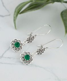 Sterling Silver Filigree Art Gemstone Dangle Women Floral Earrings Earrings Length: 1.35 Inches; Drop length: 0.45 Inches; Width: 0.40 Inches Black Onyx, Carnelian, Moss (Green) Agate, Turquoise, gemstones are 4.00 mm, cabochon round-cut Ruby Corundum gemstones are 4.00 mm. checkboard faceted, round-cut. Comes with a silver polish cloth, velvet pouch and a luxurious gift box. Filigree is made of delicate metal strands that have been skillfully fashioned to create an outstanding combination of ol Victorian Jewellery, Black Earrings Dangle, Filigree Jewelry, Stylish Earrings, Silver Polish, Copper Pipe, Sterling Silver Filigree, Stylish Earring, Turquoise Green