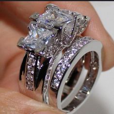 This Set Will Absolutely Turn Heads Size 6 Antique Engagement Ring, Engagement Sets, Engagement Wedding Ring Sets, Dream Engagement Rings, Dream Engagement, Engagement Wedding Ring, Bling Rings, Stone Engagement, Rings Engagement