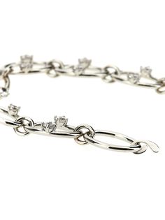 'Diamanti' bracelet in rhodium-plated brass with zirconia. Composition: 100% brass Chain Link Bracelet Silver, Bracelet In Silver, Ring Watch, Pendant Rings, Brass Color, Chain Link Bracelet, Clutch Handbag, Jewelry Branding, Silver Bracelets