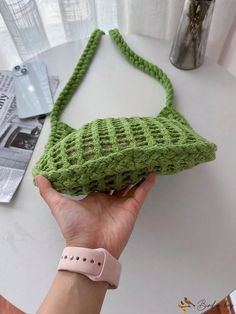 BirdinBag - Chic Hollowed Out Crochet Shoulder Bag for Women - Spacious & Minimalist Design Bags Pattern, Crochet Shoulder Bag, Green Details, Inch Bag, Green Baby, Crochet Bag Pattern, Crochet Bags, Bag For Women, Bag Pattern