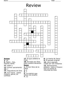 a crossword puzzle with the words'review'in spanish, and an image of a