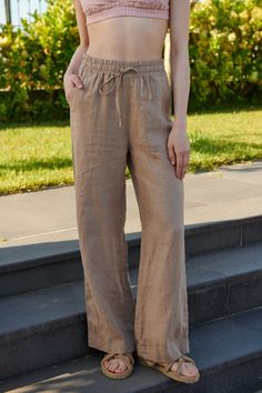 🌷 Cozy Linen Pants for Everyday Comfort 🌷 If you want to buy it as a set, you can find it in our store. 🌷 VALEN Pant: - Loose and relaxed fit - Side seam pockets - High Waist - Elasticated waist - The colors seen in the photo are Camel and Gray 🌷 Material: - Oeko-Tex-certified 100% lightweight linen. - Linen fabric is very soft and gentle on the skin, extremely breathable, and keeps you cool and fresh. Also, linen will keep you warmer when the temperature drops. So, You have great products that you can wear both in summer and winter. - Washed linen fabric is used, this ensures that your products are softer and do not shrink in the future. - Eco-friendly packaging, Eco-friendly labels. 🌷 Sizing & Fit: - Available from XS to XXL size.  - The model is wearing a size XS - The model is 5'8 Comfortable Straight Leg Pants With Drawstring, Summer Straight Pants With Pull-on Style, Casual Full-length Bottoms For Summer, Casual Full Length Bottoms For Summer, Beige Linen Pants With Drawstring, Beige Relaxed Fit Pants With Drawstring, Summer Trousers With Drawstring, Summer Pants With Drawstring, Summer Drawstring Trousers