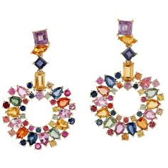 Multi Sapphire, Rainbow Jewelry, Colored Gems, Fabulous Jewelry, Color Stone, Sapphire Jewelry, Jewelry Brand, Earring Jewelry, Lovely Jewellery