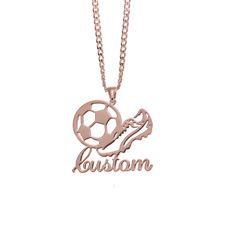 Item: 2023NE0264. Material: Copper,Sterling Silver. Color: Gold,White Gold,Rose Gold. Chain Length: 14",16",18",20",22". Process: Gold Plated. Recipient: Women, Mom, Wife, Girl Friend, Children. Product Type: Personalized Jewelry. Gift Type: Football Necklace. Occasions: Valentine's Day, Mother's Day, Christmas, Birthday, etc. Necklace Type: Name Necklace. Brand: Silviax Jewelry Customizable Rose Gold Pendant Charm Necklace, Customizable Rose Gold Pendant Necklace, Customizable Rose Gold Sterling Silver Charm Necklaces, Customized Rose Gold Round Pendant Necklace, Personalized Nickel Free Rose Gold Necklace, Personalized Nickel-free Rose Gold Necklace, Personalized Rose Gold Necklace With Laser Engraving, Nickel-free Rose Gold Necklace For Personalized Gifts, Personalized Rose Gold Necklace Laser Engraved