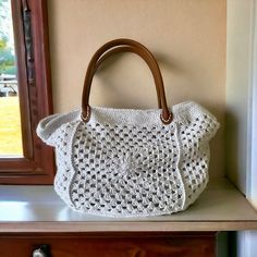 Crochet Big Boho Bag Trendy Shoulder Bag Organic Cotton Bag Oversized Tote Bag Beach Bag Summer Bag Celebrity Style Bag Gift for Women Bohemian Crochet Bag With Double Handle For Vacation, White Square Crochet Bag For Beach, White Square Crochet Bag For Vacation, Bohemian Straw Bag With Double Handle, White Square Crochet Beach Bag, Beige Bohemian Hobo Bag, Bohemian Beige Hobo Bag, Bohemian White Bag For Vacation, Bohemian Crochet Tote Bag For Travel