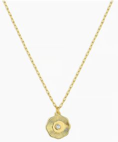 This Birthstone Coin Necklace is the perfect way to add personal meaning to your necklace layer. Crafted with colorful stones and a gold-plated finish, the white topaz birthstone gives a unique and stylish look. A great gift for yourself or someone special. 16" chain + 2" extender. Adjustable in 1" increments 16" - 18" Coin measures 1/2" Genuine white sapphire gemstone Spring ring closure Available in 18k gold plated brass Avoid contact with anything containing derivatives of alcohol by Gorjana Topaz Birthstone, Colorful Stones, Coin Necklace, Sapphire Gemstone, White Sapphire, White Topaz, Spring Rings, Layered Necklaces, Stone Color