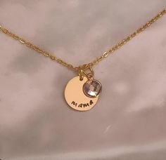 Hand stamped custom disc necklace, add children's birthstones. Or just one. Enter custom text, mama, nana, mimi, memaw, granny, ect. Name or initials.  Gift for Moms, mothers day gift. Gramdma gift. Sample text: mama mimi nana memaw name initial(s) custom  Includes: *18 inch gold plated stainless steel cable link chain  *also available 18k gold plated stainless steel bangle bracelet -please leave a note in personalization- *16mm 16k gold plated  plated hand stamped disc  *choice of birthstones P Adjustable Hand Stamped Charm Necklace For Mom, Adjustable Hand Stamped Charm Necklace As Gift For Mom, Adjustable Nickel-free Charm Necklace For Mother's Day, Adjustable Birthstone Necklace For Mother's Day Birthday, Mother's Day Birthstone Necklace With Name On Round Pendant, Personalized Round Pendant Birthstone Necklace For Mother's Day, Personalized Birthstone Necklace For Mother's Day, Personalized Mother's Day Birthstone Necklace Round Pendant, Mother's Day Name Birthstone Necklace With Round Pendant