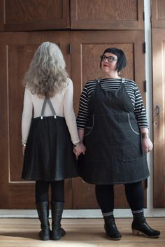 This is a pinafore style dress, comes to knees or just above knees on most people and is great for layering. Fabric notes: this 100% cotton 8oz denim has a black wash and reads as very dark grey. The fabric is sturdy, hardworking yet lightweight. The pockets feature a contrasting self-trim. Comes with grey suspenders. As always, wash cold, hang dry, iron hot. This item is shipped directly from the maker! This means you may receive your order in multiple shipments (if you are ordering more than o Grey Suspenders, Denim Suspenders, Sewing Vintage, Garment Sewing, Sewing Project Ideas, Suspender Dress, Clothes Jewelry, Sewing Project, Handmade Clothes