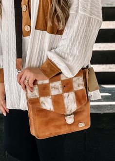 BedStu Venice Beach II Bag, Tan Rustic Nectar Lux - The Farmhouse Leather Patchwork, Bed Stu, No Waste, Venice Beach, Vegetable Tanned Leather, Handmade Leather, Leather Crossbody Bag, Leather Handmade, Leather Crossbody