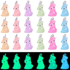 PRICES MAY VARY. Quantity and Size: You will receive 24 pieces of unicorn charms in total, including 6 kinds of colors, 4 pieces for each, which are sufficient for DIY jewelry making. Size: about 1.02x0.49x0.75 inches/26x12.5x19mm, hole: 0.07 inches/1.8mm Well-selected Material: These mini unicorn pendants are made of resin, light but durable, great for jewelry design Luminous Design: These resin charms are featured with colorful unicorn shape. The luminous design will glow at night or in the da Dark Unicorn, Resin Light, Colorful Unicorn, Diy Ornament, Unicorn Charm, Unicorn Pendant, Charms For Bracelets, Magical Gift, Kinds Of Colors