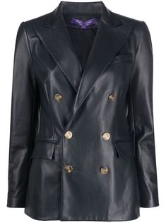 navy blue lambskin classic lapels double-breasted button fastening front flap pockets long sleeves straight hem Ralph Lauren Blazer, Cashmere Blazer, Designer Blazers, Navy Blue Blazer, Blazer Blue, Americana Fashion, Blazer Designs, Ralph Lauren Women, Ralph Lauren Long Sleeve