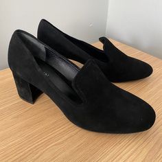 Brand New, Never Worn (As Shown By The Bottom Of The Shoes) Ralph Lauren Heels, Black Velvet Material. Women’s Size 10. Originally Purchased For $80. Any Questions, Please Ask! Formal Suede Slip-on Heels, Black Block Heels For Work With Durable Heel, Black Almond Toe Block Heels For Work, Black Block Heels For Work, Medium Width, Black Block Heels For Work, Black Block Heels For Work With Round Toe, Chic Black Loafers With Padded Heel, Black Court Shoes With Deep Heel Cup For Fall, Elegant Black Loafers With Stacked Heel