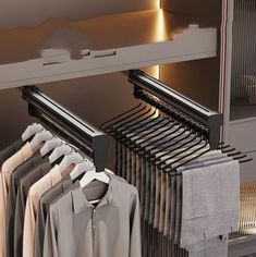 Pull Out Wardrobe Clothes Rail – That Organized Home Pull Out Wardrobe, Closet Redesign, Narrow Closet, Diy Custom Closet, Wardrobe Rail, Room Organisation, Closet Hangers, Pants Rack, Dream Closet Design