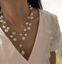 Necklace  ->  Size:43cm and 8cm extension chain Necklace Quality -> Daily Shower, Not Fade, Not Allergic Order Make Time -> 10-15 days (Important holiday, time will be extended by 1-3 business days) Party Beaded Pearl Necklaces With Pearl Pendant, Party Pearl Beaded Necklaces With Pearl Pendant, Party Pearl Beaded Necklace With Pearl Pendant, White Pearl Chain Necklace With Round Beads, Pearl White Pearl Clavicle Chain Necklace, White Pearl Pendant Necklace For Party, Pearl White Beaded Necklaces With Clavicle Chain, Party Clavicle Chain Pearl Necklace With Round Beads, Pearl Clavicle Chain Necklace With Round Beads