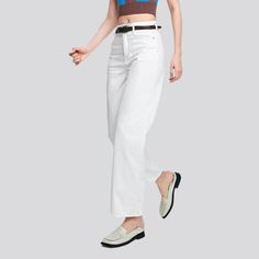 Elevate your wardrobe for the season ahead with our 2023 Spring-Summer Collection's stylish straight jeans for ladies! This vintage-inspired piece is crafted with a luxe denim material. perfect for that timeless. chic look. Featuring a high-waist. zipper and button closure. these Y2K-style jeans will have you stepping out in high style!Why You'll Love These Jeans Retro-Inspired: Step out in vintage-inspired style while still keeping your look fresh and current. High-Waist: These jeans feature a Straight Five Pockets Summer Pants, Trendy Straight Fit Bottoms For Summer, Straight Jeans For Summer, Summer Straight Pants With Five Pockets, Trendy Relaxed Fit Straight Cropped Jeans, Trendy Relaxed Fit Cropped Straight Jeans, Trendy Straight Cropped Cotton Jeans, Trendy White Straight Leg Jeans, Straight Fit Straight Pants For Summer