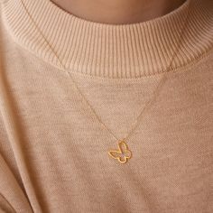 "This cute necklace with butterfly pendant is a perfect accessory for spring and summer. Being a perfect gift for your loved ones, it owes its shine for being handcrafted in 14k solid gold. BUTTERFLY*NECKLACE ‣ 2 Years Warranty ‣ Free Express International Shipping ‣ Free returns within 30 days from the order date Features * Made to Order. * Material: Solid Gold (real solid gold, no gold-filled or no gold plated material) * Gold KT: 14K * Choice of Gold Color: Yellow Gold, Rose Gold, White Gold