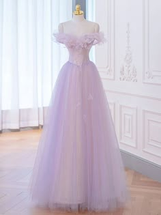 Lilac Purple Dress, Prom Dress Purple, Purple Tulle, Dress Quinceanera, Off Shoulder Evening Dress, Purple Prom, Tulle Sleeves, Purple Prom Dress, Quinceanera Dress