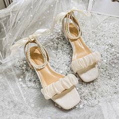 new summer women's sandals fashion pearl design Korean style party and work wear ladies casual shoes High heel 41-43 Ladies Casual Shoes, Sandals Patterns, Thigh High Heels, Ivory Shoes, Modern Sandals, Crystal Heels, Fashion Shoes Flats, Loafer Shoes Women, Winter Shoes For Women