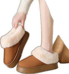 Winter Slip-on Boots With Rubber Sole, Comfortable Slip-on Winter Booties, Winter Beige Synthetic Boots, Winter Synthetic Pointed Toe Boots, Winter Boots With Rubber Sole And Closed Toe, Synthetic Winter Boots With Round Toe, Comfortable Winter Booties With Round Toe, Winter Slip-on Boots With Faux Fur Lining, Synthetic Slippers With Faux Fur Lining And Round Toe