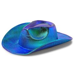 Add this cute youth cowboy hat to your costume accessories for a Halloween party, rodeo, festival, cowboy-themed birthday party, or performance. The metallic cowboy hat is ideal to show off your style while line dancing or bull riding. The comfortable and lightweight non-woven EVA material will be sure to block out the sun while the blue and green holographic colors will add a touch of flare. Pair this hat with your favorite dress, cowboy boots, denim, and more! The cowboy hat measures 14.5 x 11 Cowboy Themed Birthday Party, Kids Cowboy Hats, Up Halloween Costumes, Cowboy Costume, Cowgirl Costume, Western Cowboy Hats, Western Hats, Up Halloween, Cowgirl Hats