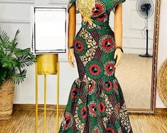 African Print Dress Prom, Ankara Mermaid Dress, African Print Long Dress, Long African Dresses, African Fashion Skirts, African Wear Dresses, African Maxi Dresses, African Fashion Traditional, African Fashion Ankara