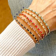 Colorful Beaded Bracelets | Large Multicolor Beads | Gold/Silver Beads – Strands and Bands by Fran