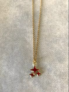 Red Star Necklace, Gold Star Jewelry, Red Pendant Necklace, Star Jewellery, Stars Jewelry, Gold Star Pendant, Stars Necklace, Red Stars, Pretty Accessories