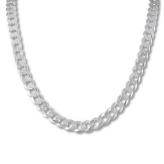 Crafted of sterling silver, this solid curb chain necklace is 22 inches in length and fastens with a lobster clasp. Jewelry Education, Jewelry Advice, Jared The Galleria Of Jewelry, Curb Chain Necklace, Diamond Guide, White Necklace, Necklace Sterling Silver, Curb Chain, Cultured Pearls