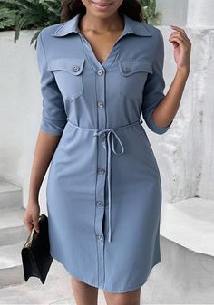 Formal Outfits For Short Women, Stylish Dresses Casual, Outfits For Short Women, A Line Mini Dress, Elegant Casual Dress, Button Shirt Dress, Short Women, Elegant Dresses For Women, Formal Outfits