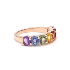 Rainbow sapphire amethyst ruby eternity band ring in 14k 18k gold, Natural rainbow gemstone ring, Rainbow ring gold, Seven chakras ring goldSTONE DETAILS :✦ Gemstone: Rainbow Sapphire, Ruby, Amethyst✦ Gemstone Type : Natural✦ Gemstone Size : 5x4 mm✦ Gemstone Shape : Oval cut✦ Number of gemstones : 7✦ Gemstone Weight : 3-4 carats✦ Gemstone Grade : AAAMETAL DETAILS :✦ Metal : 14K/18K Gold✦ Metal Color : Yellow / White / Rose Gold✦ Setting : Shared Prong Setting✦ Ring Box : YesSHIPPING DETAILS :✦ S 14k Gold Multi-stone Round Gemstones, Rose Gold Sapphire Jewelry With Multi-stone, Rose Gold Multi-stone Sapphire Jewelry, Rose Gold Sapphire Multi-stone Jewelry, Elegant Oval Rainbow Rings, 14k Gold Multi-stone Round Jewelry, 14k Gold Multi-stone Oval Jewelry, Oval Multi-stone 14k Gold Jewelry, Fine Jewelry Sapphire Ring With Multi-stone