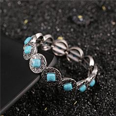 Product Name Turquoise vintage ethnic style light-weight bracelet SPU 10049501 Type Bracelet Material Alloy, Turquoise Notice: 1. Please allow 1-5mm differences due to manual measurement. 2. Due to the light and screen difference, the item's color may be slightly different from the pictures. Please understand and make sure you don't mind before you purchase. Hi, welcome to Hiboyz.com. Here are some instructions to help you place an order: 1 - Register on hiboyz, log in your hiboyz account.（Non-essential） 2 - Choose your favorite items and add to cart.3 - Click "check out" and filling all your contact information. 4 - Click "continue to shipping method".5 - Choose a shipping method( we have 2 different shipping methods: Standard shipping & Free shipping over $79.00) （Just choose standard sh Blue Bohemian Metal Bracelets, Bohemian Blue Metal Bracelets, Bohemian Blue Metal Bracelet, Handmade Bohemian Metal Stretch Bracelet, Bohemian Handmade Metal Stretch Bracelet, Handmade Metal Bohemian Stretch Bracelet, Vintage Turquoise Jewelry For Festivals, Adjustable Turquoise Vintage Bangle, Vintage Turquoise Beaded Bracelets