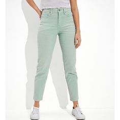 Mint Green Highwaist Tapered Leg Mom Jeans In Stretch Corduroy. Super Comfy & Very Versatile, Almost Neutral, Color!! Nwot Green Corduroy, Seafoam Green, American Eagle Outfitters Jeans, Neutral Color, Sea Foam, High Jeans, Colored Jeans, Tapered Legs, Mint Green