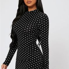 Petite Polka Dot Print Bodycon Dress Fitted Polka Dot Mini Dress, Fitted Polka Dot Midi Dress For Date Night, Fitted Polka Dot Mini Dress, Knee-length, Fitted Polka Dot Knee-length Mini Dress, Fitted Knee-length Polka Dot Mini Dress, Polka Dot Mini Dress For Night Out, Fitted Polka Dot Midi Mini Dress, Polka Dot Long Sleeve Mini Dress For Party, Fitted Polka Dot Mini Dress For Date Night