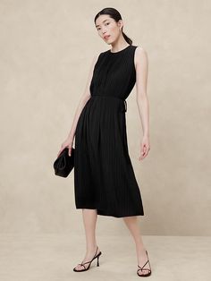 Crystal Pleated Midi Dress | Banana Republic Factory Pleated Midi Dress, Fall 2024, Pleated Dress, Boat Neck, Banana Republic, Special Occasion, Midi Dress, Crystals, Dresses