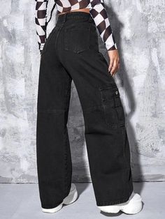 Upgrade your denim game with these High Rise Chain Pocket Denim Cargo Pants. These pants feature a high-rise waistline that offers a flattering and on-trend look. The chain pocket detailing adds a unique and edgy element to the design. Whether you pair them with a graphic tee or a fitted blouse, these high-rise chain pocket denim cargo pants will give your outfit a fashion-forward and statement-making appeal. Specifications: Jeans Style: Cargo Pants Details: Button, Chain, Pocket, Zipper Waist L High Waist Flare Jeans For Streetwear, Trendy Baggy High Waist Cargo Jeans, Trendy Mid-rise Cargo Jeans For Streetwear, Edgy High-waist Jeans For Streetwear, Edgy High Waist Jeans For Streetwear, Trendy Fall High-waisted Cargo Jeans, Chic Streetwear Jeans With Pockets, Y2k Style Jeans With Belt Loops, Trendy High Waist Flare Jeans With Belt Loops