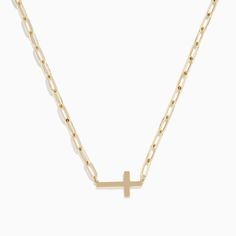 14K Yellow Gold Sideways Cross Paperclip Chain Necklace West East, Paperclip Chain Necklace, Gold Yellow, Paper Clip, Arrow Necklace, Chain Necklace, Gold Necklace, Yellow Gold, Pendant Necklace