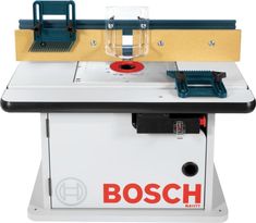 a table sawing machine with the word bosch on it's front and side