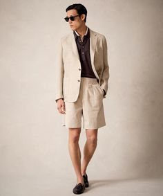 Italian Linen Sport Coat in Khaki Hot Summer Men Outfit, Timeless Linen Outerwear With Suit Collar, Timeless Linen Sport Coat With Lapel Collar, Beige Sport Coat With Welt Pockets And Suit Collar, Casual Linen Blazer With Suit Collar, Timeless Linen Outerwear With Pockets, Timeless Linen Outerwear With Welt Pockets, Timeless Linen Outerwear With Notch Lapel, Timeless Linen Notch Lapel Outerwear