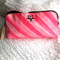 Victoria Secret New Pink Makeup Bag, With Tags, Zipper Is A Small Black Heart Emblem. Casual Pink Cosmetic Bag, Victoria's Secret Cosmetic Bag With Removable Pouch, Casual Pink Cosmetic Bag For Everyday, Pink Casual Cosmetic Bag For Everyday Use, Pink Casual Cosmetic Bag With Zipper Closure, Casual Pink Cosmetic Bag With Zipper, Trendy Pink Everyday Pouch, Victoria's Secret Pink Cosmetic Bag For Everyday Use, Pink Zipper Closure Pouch