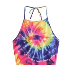 Sexy Backless Tie Halter Crop Top Spiral Tie Dye Multicolor Rainbow Womens Small New In Package Y2k Stretch Tank Top For The Beach, Y2k Style Stretch Tank Top For Beach, Blue Backless Summer Crop Top, Blue Backless Crop Top For Summer, Casual Multicolor Halter Top For Party, Y2k Stretch Crop Top For Beach, Y2k Style Stretch Crop Top For Beach, Pink Fitted Tank Top For Beachwear, Fitted Pink Tank Top For Beachwear