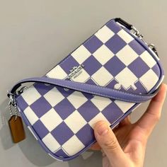 Nwt Coach Nolita 19 With Checkerboard Print Silver/Light Violet/Chalk Printed Coated Canvas And Recycled Leather Two Credit Card Slots Inside Multifunction Pocket Zip-Top Closure, Fabric Lining Handle With 6 1/4" Drop 7 1/2" (L) X 4 1/2" (H) X 2" (W) Style No. Cr394 Coach Square Bag For Daily Use, White Coach Shoulder Bag For On-the-go, Square Coach Bag For Daily Use, White Rectangular Coach Shoulder Bag, Trendy Rectangular Coach Shoulder Bag, White Coach Pouch Bag, Trendy White Coach Bags, Coach White Pouch Shoulder Bag, White Coach Pouch Shoulder Bag