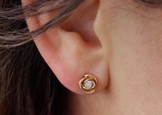 rosebud-14k-earring-post-rosegold-rose-petals-floral-diamonds Stud Designs Gold, Gold Earrings Studs Simple, Simple Earring Designs, After Exam, Simple Diamond Earrings, Diamond Earrings Indian, Gold Neck Chain, Wedding Ring Photography, Fashion Jewelry Necklaces Gold