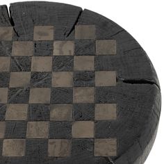 a black and brown checkered wooden table top