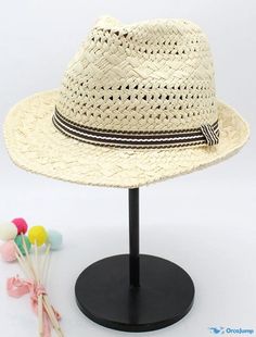 OrcaJump - Womens Spring-Summer Sun Hats with Simple Colored Belts, Girls Vintage Straw Hats, Boys Beach Casual Panama Jazz Hats White Straw Summer Fedora, Bohemian Cream Panama Hat For Summer, White Straw Fedora For Beach Season, Casual White Hat Band For Beach, Casual White Hat Band For The Beach, White Bohemian Fedora For Summer, Casual White Straw Hat Bands, White Bohemian Summer Fedora, Summer Cream Hat Band For Vacation