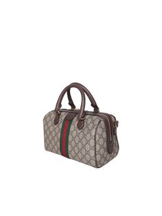 100% Calf Leather Monogram Canvas Crossbody Bag With Top Handle, Monogram Canvas Satchel Bag With Handles, Monogram Canvas Satchel Bag, Gucci Top Handle Shoulder Bag, Gucci Shoulder Satchel, Gucci Satchel With Detachable Strap And Double Handle, Top Handle Monogram Canvas Bag With Gold-tone Hardware, Monogram Canvas Top Handle Bag, Monogram Canvas Satchel For Shopping