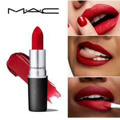 Mac Cosmetics Matte Lipstick Mac Long-Wearing, Full Coverage, Completely Matte Finish Color - Ruby Woo (Red) The Iconic Product That Made Mac Famous. This Long-Wearing Formula Features An Intense Colour Payoff And A Completely Matte Finish. For Extreme Full-Coverage, Choose This Creamy Formula With Long Staying Power For Up To 4 Hours. Benefits: Long-Wearing, 12 Hours Non-Feathering Fade-Proof Mac Ruby Woo Lipstick, Blue Red Lipstick, Ruby Red Lipstick, Blood Red Lipstick, Blood Makeup, Ruby Woo Lipstick, Matte Red Lips, Mac Retro Matte Lipstick, Mac Ruby Woo